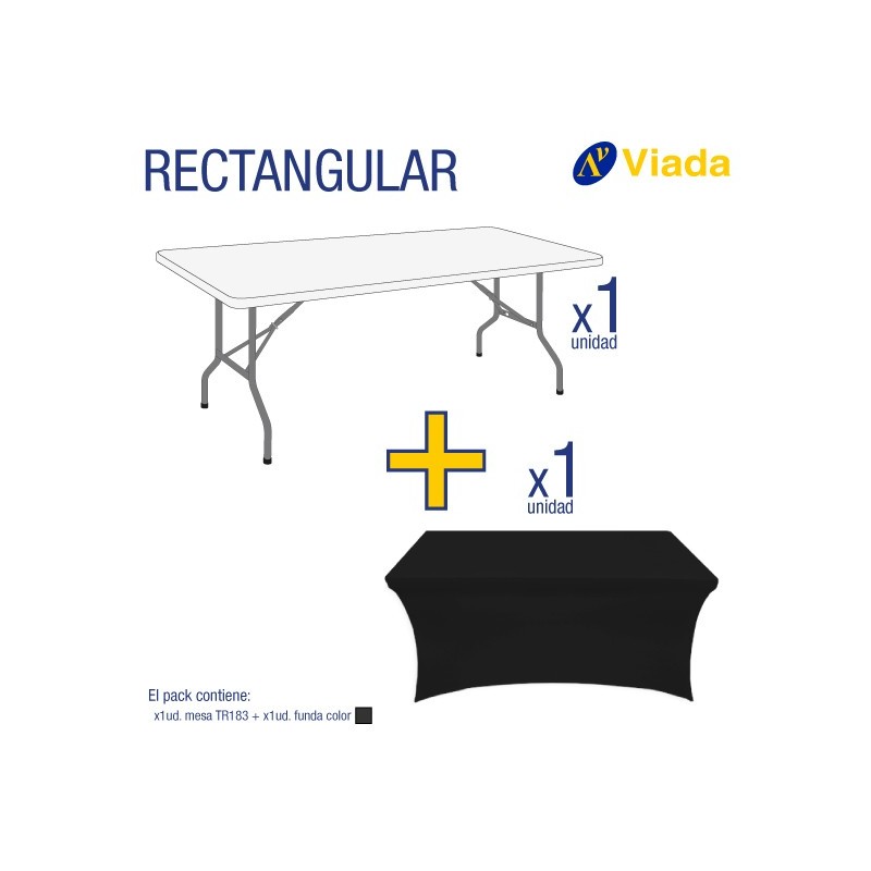 Pack mesa rect. + funda negra 200