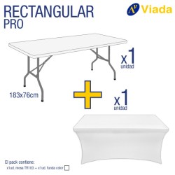 Pack mesa rect. + funda blanca 183