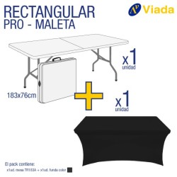 Pack mesa rect. + funda negra 183