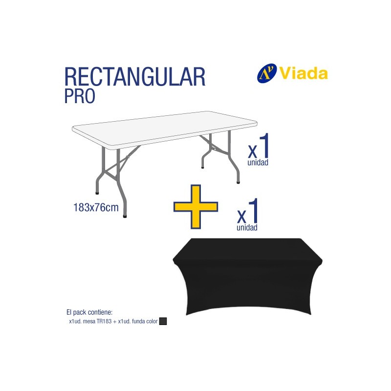 Pack mesa rect. + funda negra 183