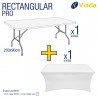 Pack mesa rect. + funda blanca 200