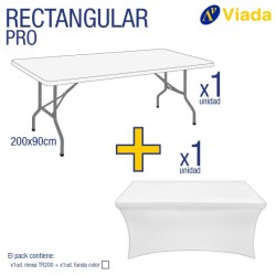 Pack mesa rect. + funda blanca 200