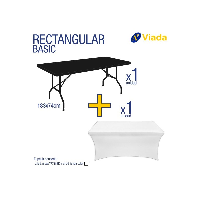 Pack mesa rect. + funda blanca 7183K