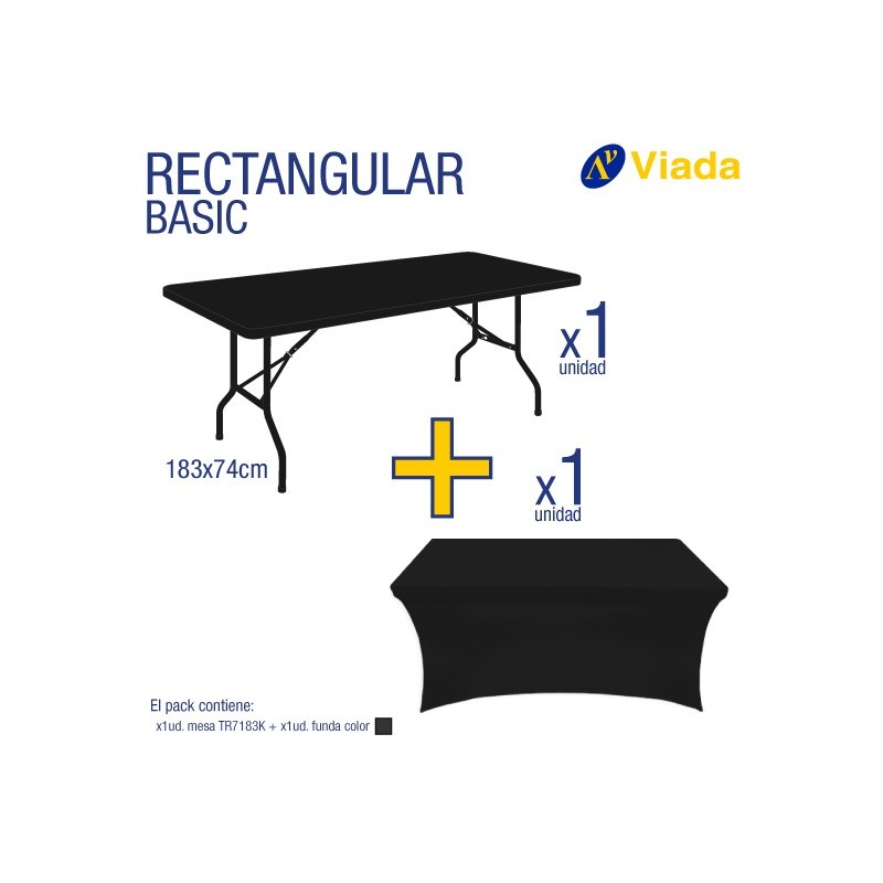 Pack mesa rect. + funda negra 7183K
