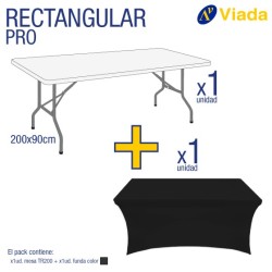 Pack mesa rect. + funda negra 200