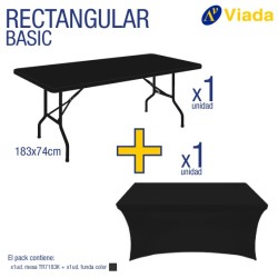Pack mesa rect. + funda negra 7183K