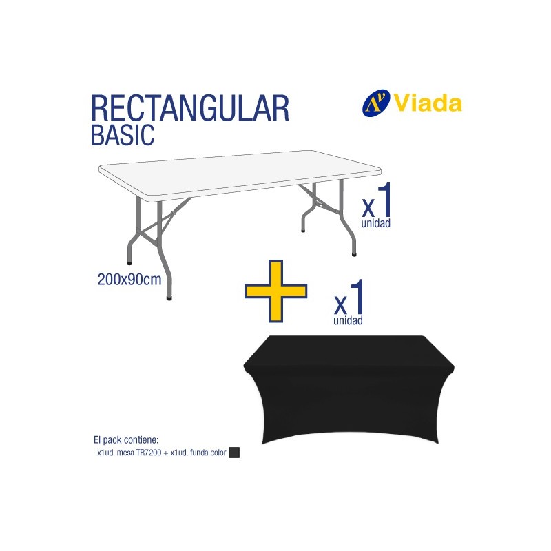 Pack mesa rect. + funda negra 7200
