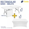 Pack mesa rect. maleta + funda blanca 7183A