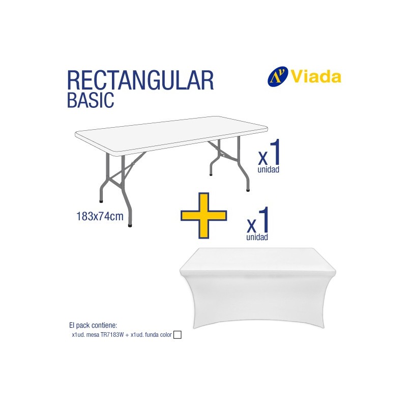 Pack mesa rect. + funda blanca 7183W