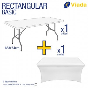 Pack mesa rect. + funda blanca 7183W