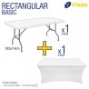 Pack mesa rect. + funda blanca 7183W