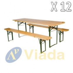 Conjunto de mesa y bancos de Madera (pack 12)